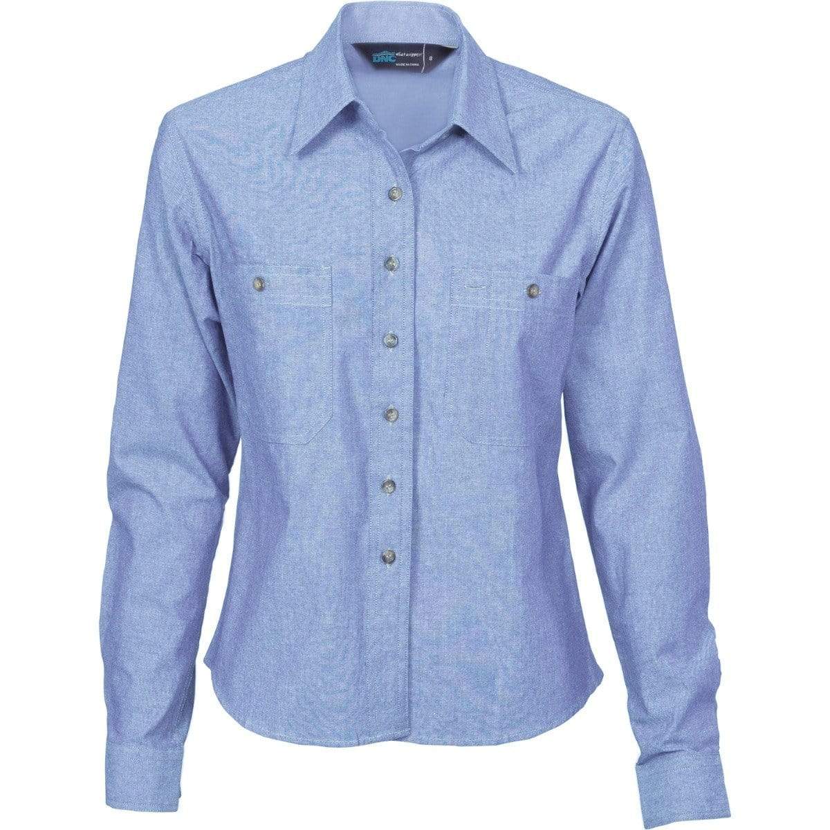 Dnc Workwear Women’s Cotton Chambray Shirt - Long Sleeve - 4106 Metro Workwear.